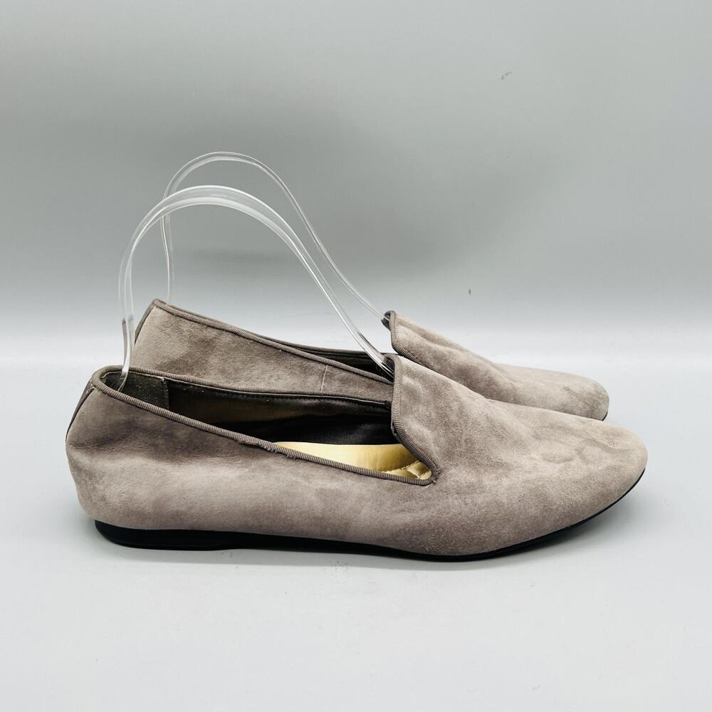 Birdies Shoes Womens 8 Gray Leather Classic Loafer Flats Slip On Comfort Casual